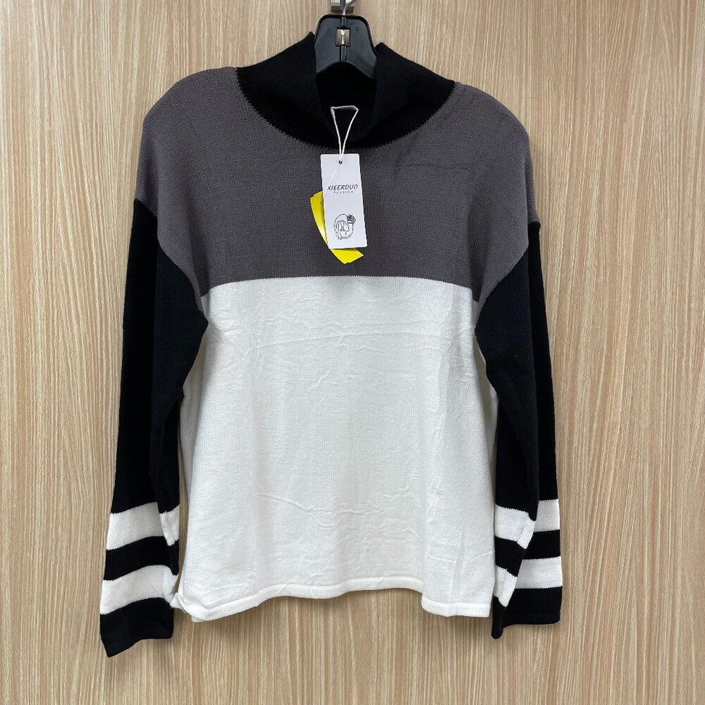 NWT Xieerduo Gray Colorblock Sweater Size Small - Picture 1 of 7